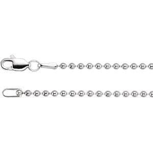 24-inch Bead Chain with Lobster Clasp - 14K White Gold