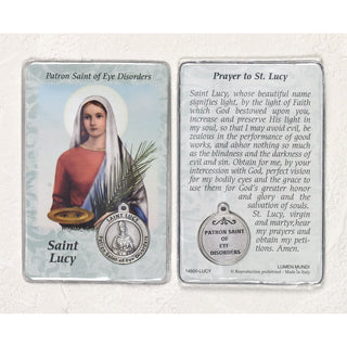 Bulk St. Lucy Prayer Card with Medals - Healing Saint for Eye Disorders