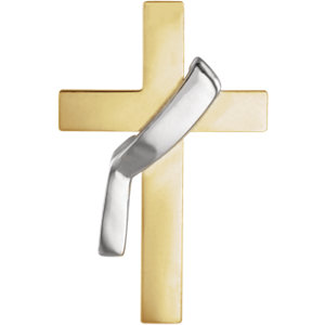 14K Gold & White 22x14 MM Deacon's Cross Lapel Pin