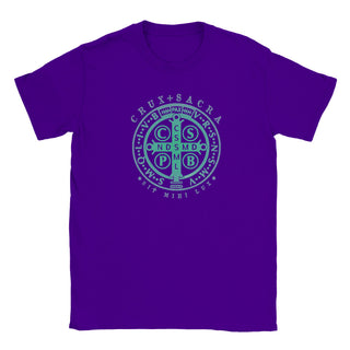St. Benedict Medal Teal Gradient T-Shirt - view 8