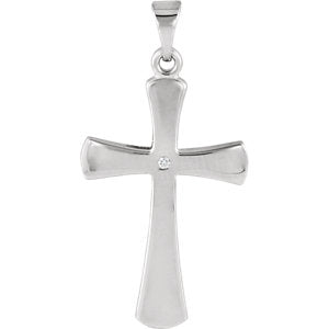 14K White .005 CTW Diamond Cross