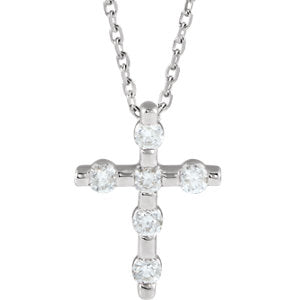 Sterling Silver 1/5 CTW Diamond Cross 16-18" Necklace