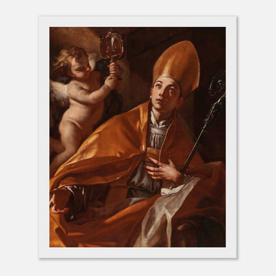 Saint Januarius with Angel by Solimena Framed Poster