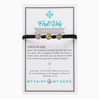 First Holy Communion Child of God Bracelet / Black - Mixed Metal