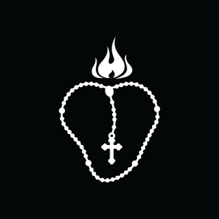 Flaming Heart Rosary - White Vinyl ShapeCut Decal