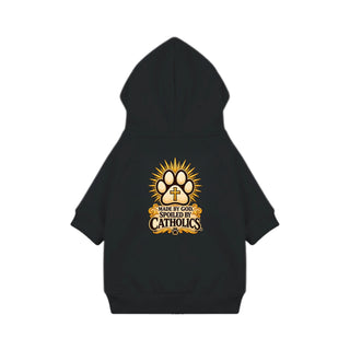 Made by God, Spoiled by Catholics Dog Hoodie - Black