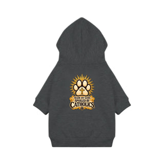 Made by God, Spoiled by Catholics Dog Hoodie - Granite Heather