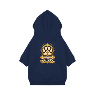 Made by God, Spoiled by Catholics Dog Hoodie - Navy