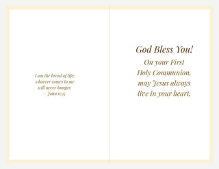 Set of 10 First Communion Cards - Madonna of the Eucharist by Botticelli: inside of the card with printed greeting