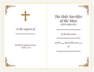 Set of 10 Mass Cards - Christ on the Cross by Carl Bloch: inside of the card with Mass offering wording