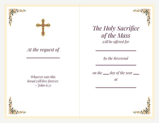 Set of 10 Mass Cards - St. John the Evangelist with Chalice by Rubens: inside of the card with Mass offering wording