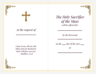 Set of 10 Mass Cards - Salvator Mundi by Leonardo da Vinci: inside of the card with Mass offering wording