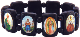 Holy Saint Stretch Bracelet - Black Wood - Black Spacers
