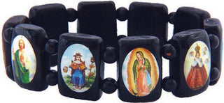 Holy Saint Stretch Bracelet - Black Wood - Black Spacers