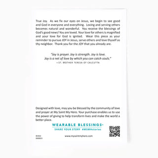 J.O.Y. Bracelet inspirational card back