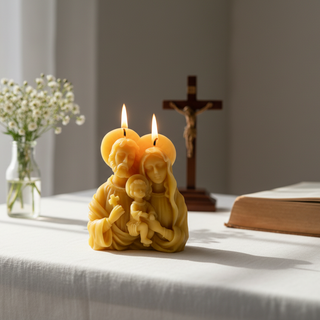Large Holy Family Pure Beeswax Candle