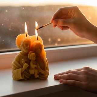 Large Holy Family Pure Beeswax Candle