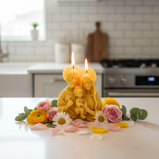 Large Holy Family Pure Beeswax Candle