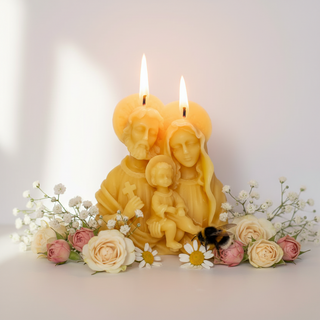Large Holy Family Pure Beeswax Candle