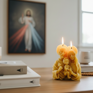 Large Holy Family Pure Beeswax Candle