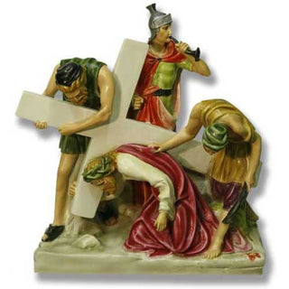 Jesus Falls The 1St Time Stati Statue - 21-inch - Realistic Color - Hand-Painted
