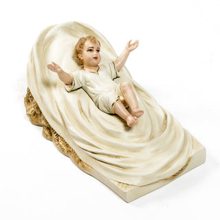 Baby Jesus In Manger Statue - 9-inch - Realistic Color - Hand-Painted