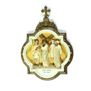 Chapel Wall Plaque Station #2 Statue - 19-inch - Realistic Color - Hand-Painted