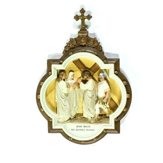 Fourteen Stations of the Cross - Complete Set of Chapel Wall Plaques - Realistic Color - Hand-Painted