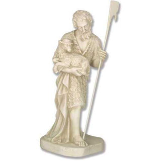 Shepherd Stndg Holding Sheep Statue - 23-inch