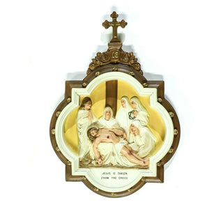 Chapel Wall Plaque Stations #1 Statue - 19-inch - Realistic Color - Hand-Painted