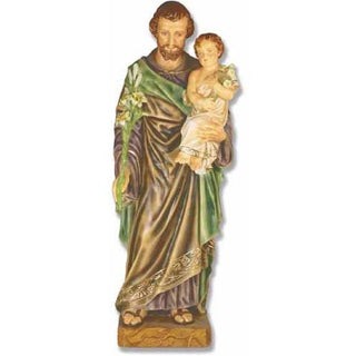 Saint Joseph & Child with Cros Statue - 38-inch - Realistic Color - Hand-Painted