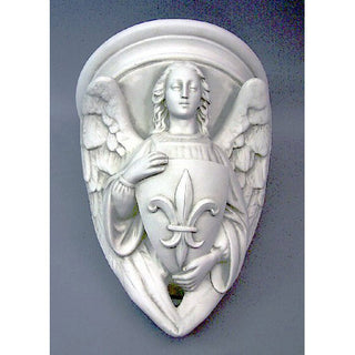 Angel with Fleur-De-Lis Shield Statue - 17-inch