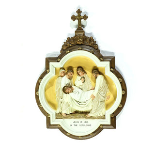 Chapel Wall Plaque Station #14 Statue - 19-inch - Realistic Color - Hand-Painted