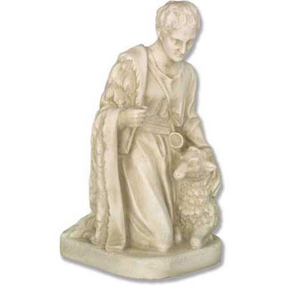 Shepherd Kneeling Sheep Statue - 19-inch