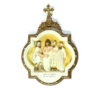 Fourteen Stations of the Cross - Complete Set of Chapel Wall Plaques - Realistic Color - Hand-Painted