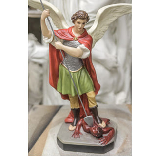 St. Michael Overcomes Satan Statue - 21-inch - Realistic Color - Hand-Painted
