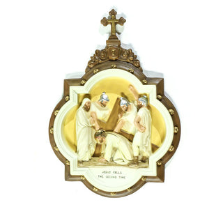 Chapel Wall Plaque Station #7 Statue - 19-inch - Realistic Color - Hand-Painted