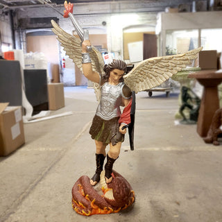 St. Michael W/Sword Fire Statue - 38-inch - Realistic Color - Hand-Painted