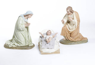 Mary,Joseph & Baby In Manger Statue - 22-inch - Realistic Color - Hand-Painted