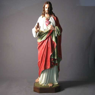 Sacred Heart (Hand Up) 52" H Statue - 52-inch - Realistic Color - Hand-Painted