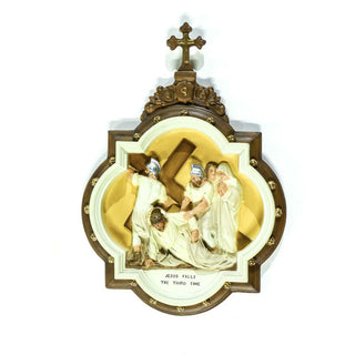Chapel Wall Plaque Station #9 Statue - 19-inch - Realistic Color - Hand-Painted