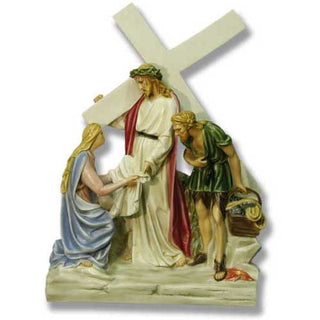 Jesus Meets Veronica Station Statue - 24-inch - Realistic Color - Hand-Painted