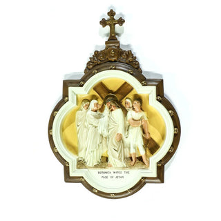 Chapel Wall Plaque Station #6 Statue - 19-inch - Realistic Color - Hand-Painted