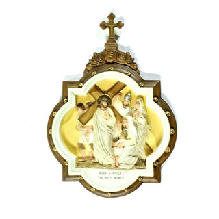 Chapel Wall Plaque Station #8 Statue - 19-inch - Realistic Color - Hand-Painted