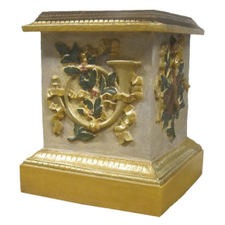 Decorative Horn Pedestal Statue - 23-inch - Realistic Color - Hand-Painted