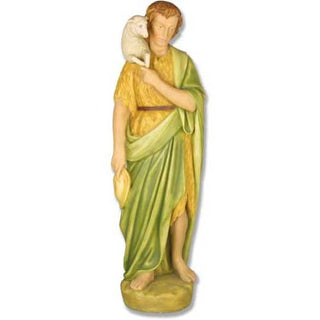 Shepherd with Sheep 41 H Nativ Statue - 41-inch - Realistic Color - Hand-Painted