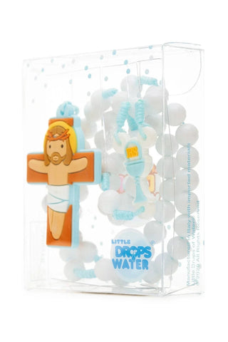 First Communion Catholic Rosary Boys | Blue Prayer Beads | Little Drops of Water