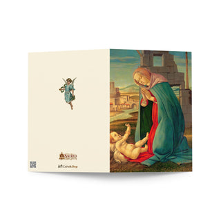 New Baby Card - Madonna Adoring the Child: outside