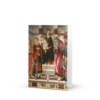 Feast Day Card - Madonna Enthroned with Saints by Botticelli: front