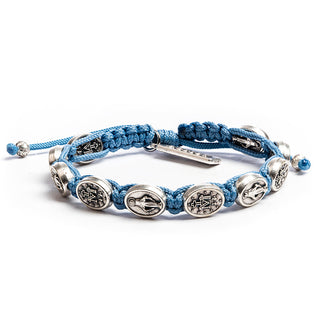 Miraculous Mary Blessing Bracelet Light Blue - Silver - main product image | CatholicShop.com